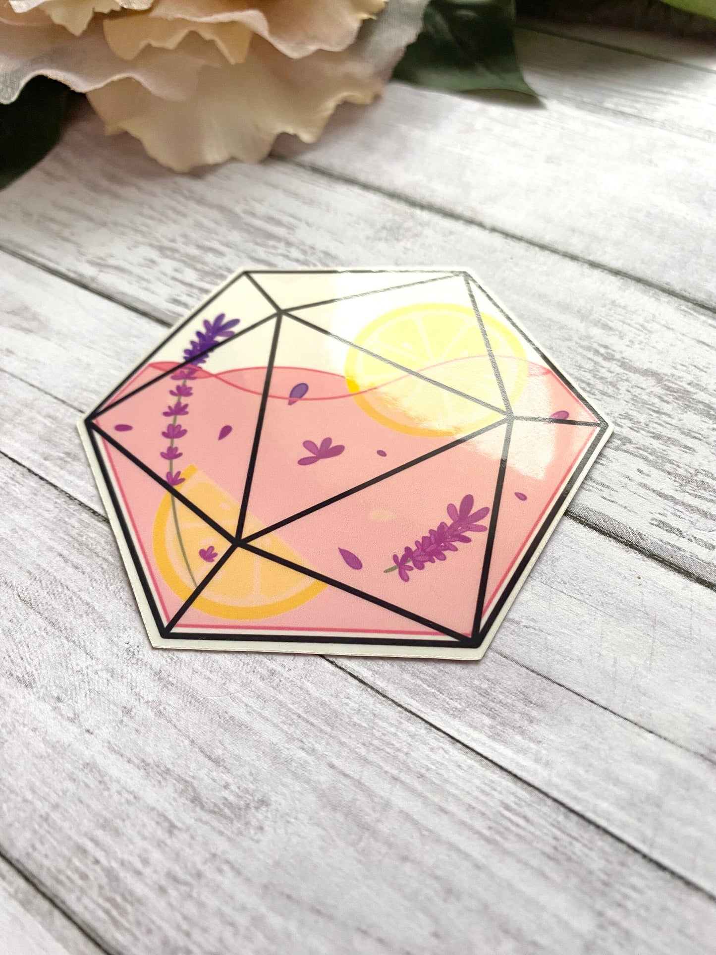 lavender lemonade d20 dice stickers for laptop, witchy gifts for women, cute stickers for water bottles, Easter basket stuffers for teenage
