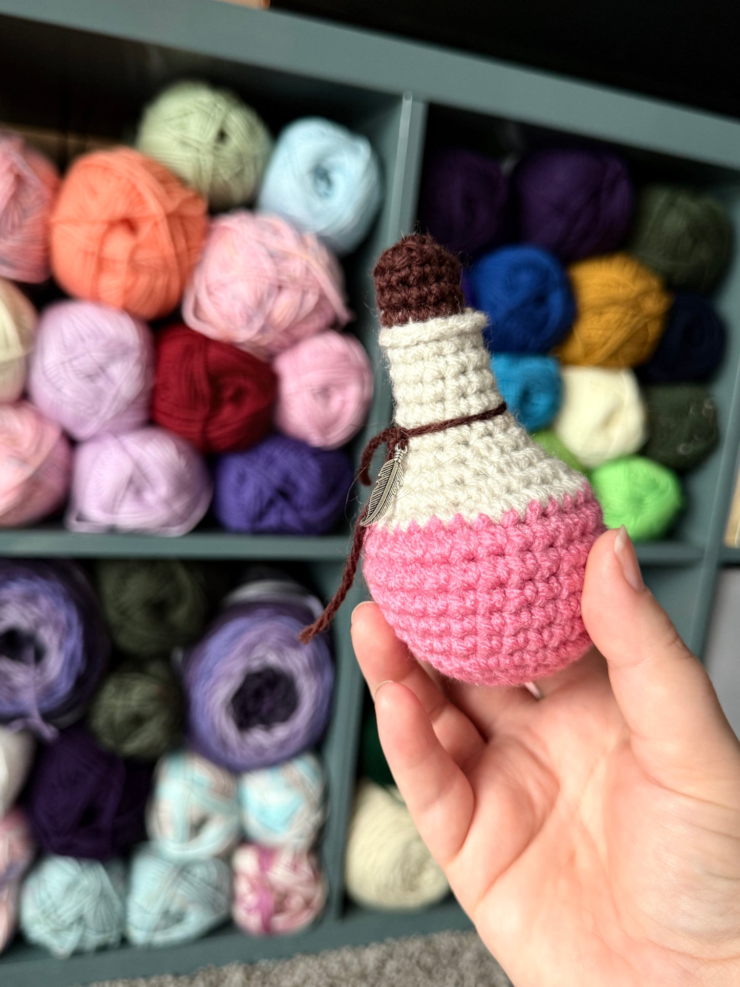 Tiny crochet potion bottles