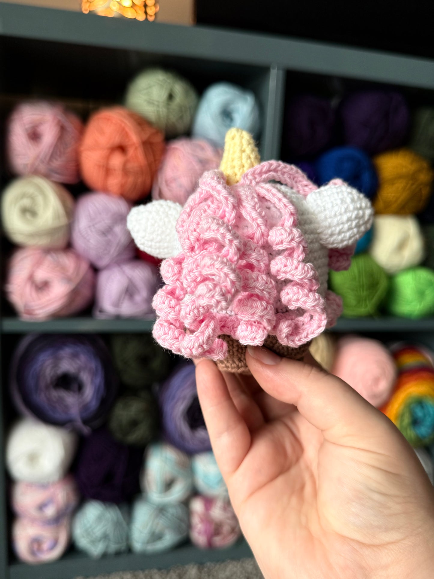 Crochet unicorn cupcakes