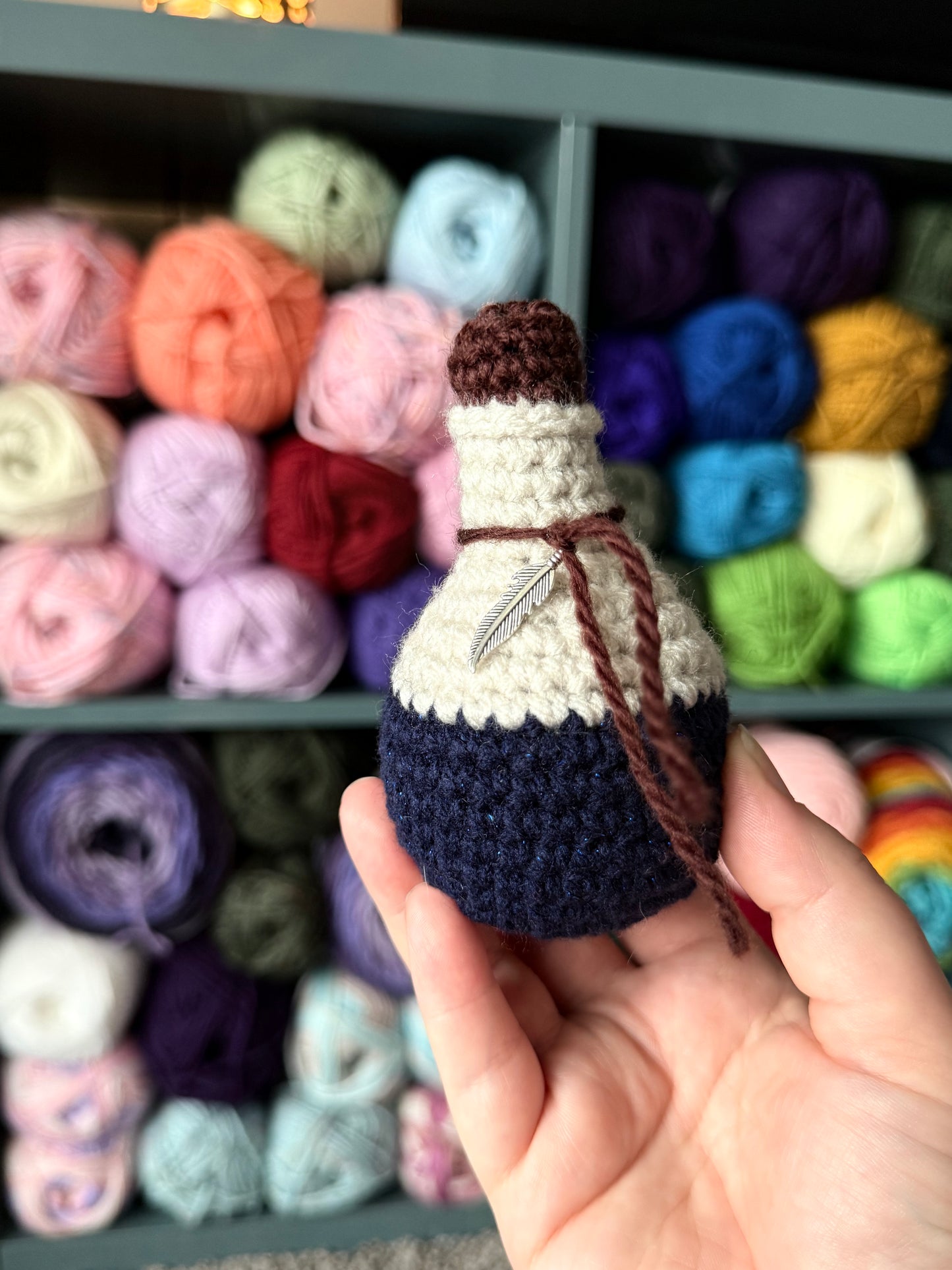 Tiny crochet potion bottles
