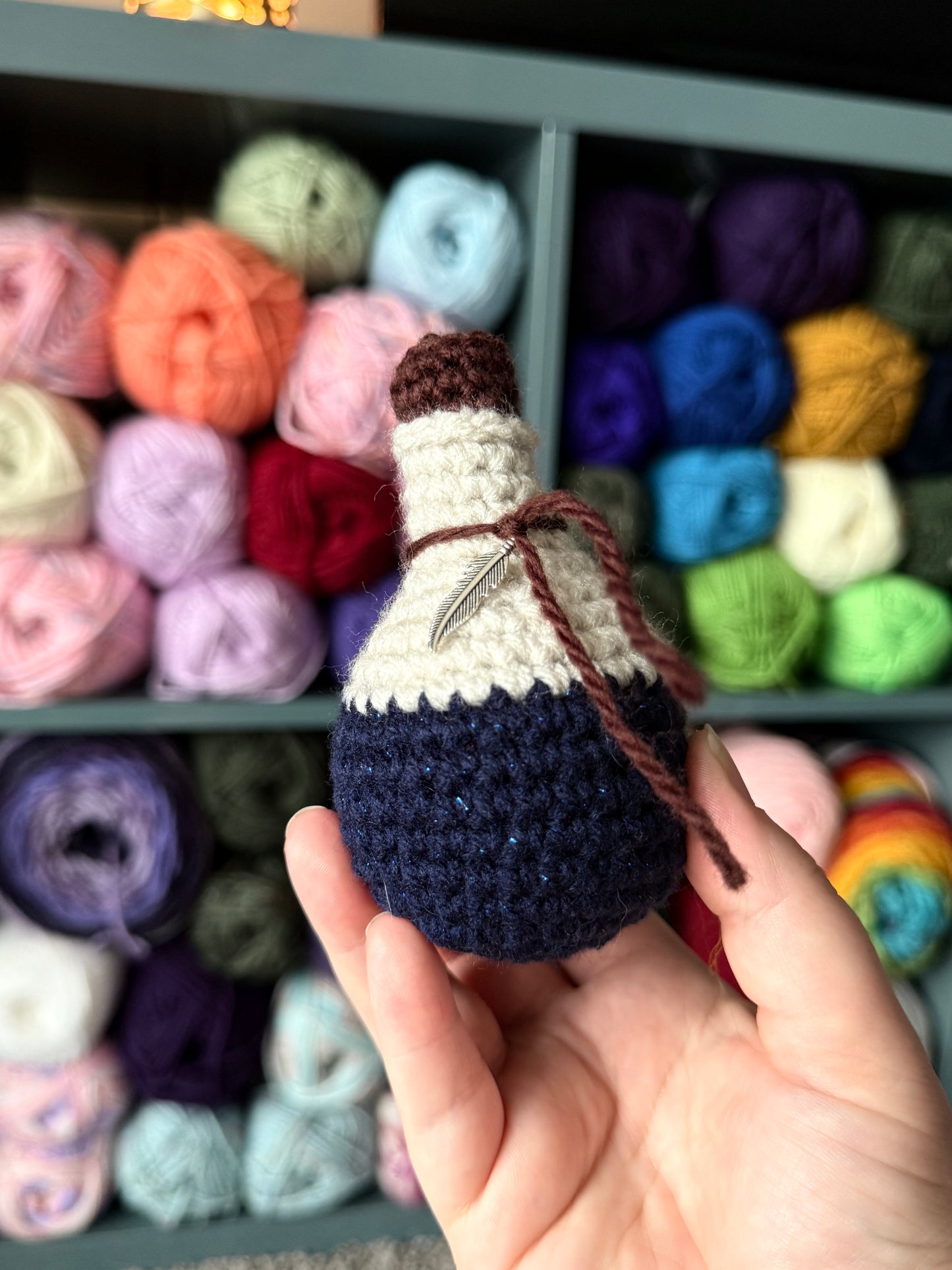 Tiny crochet potion bottles