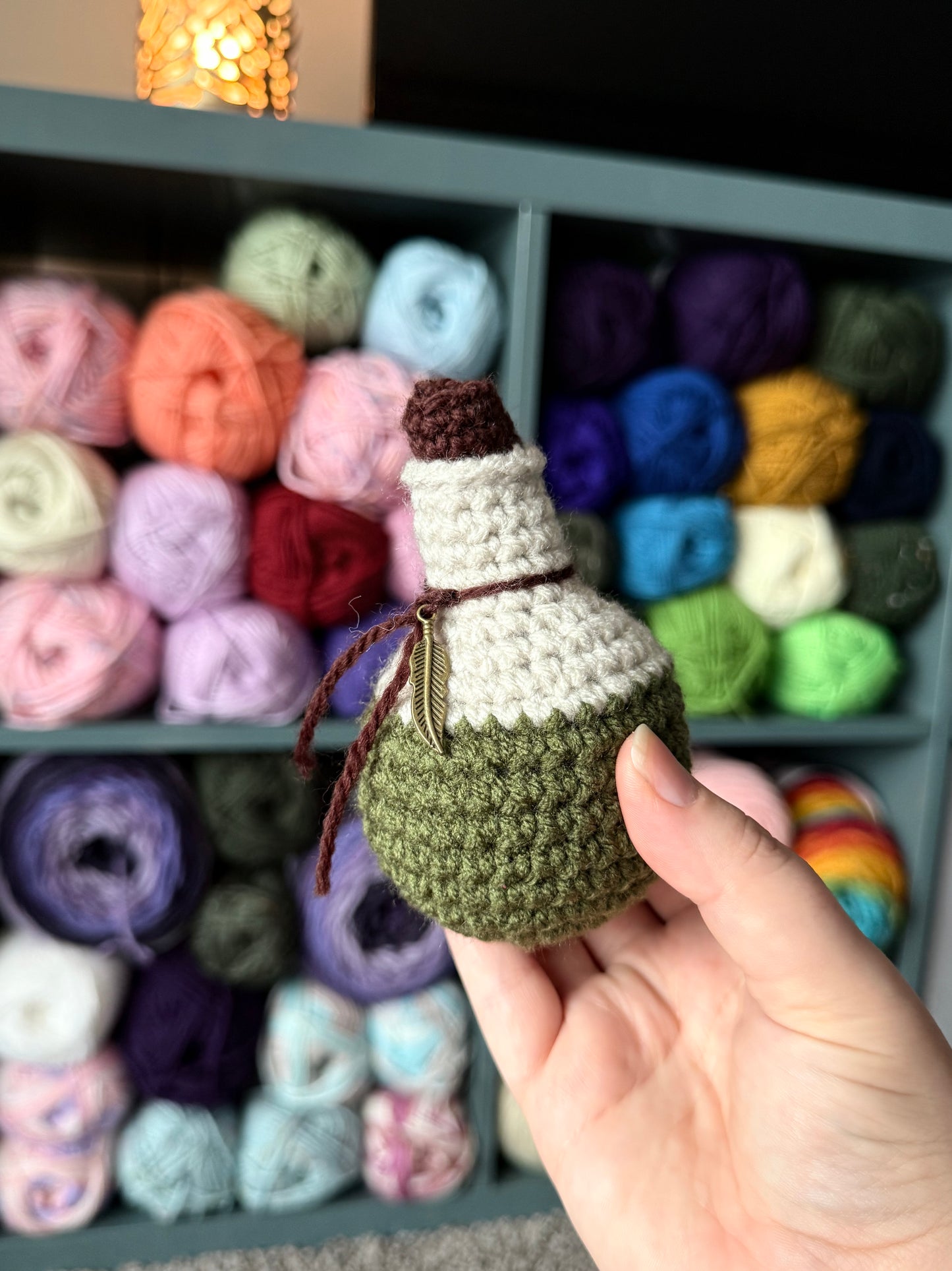 Tiny crochet potion bottles