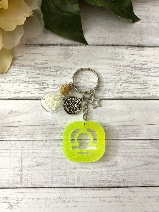 Libra keychain for wristlet, horoscope gifts for teens, purse charm, zodiac key ring, stocking stuffer for women, star sign gifts for bff