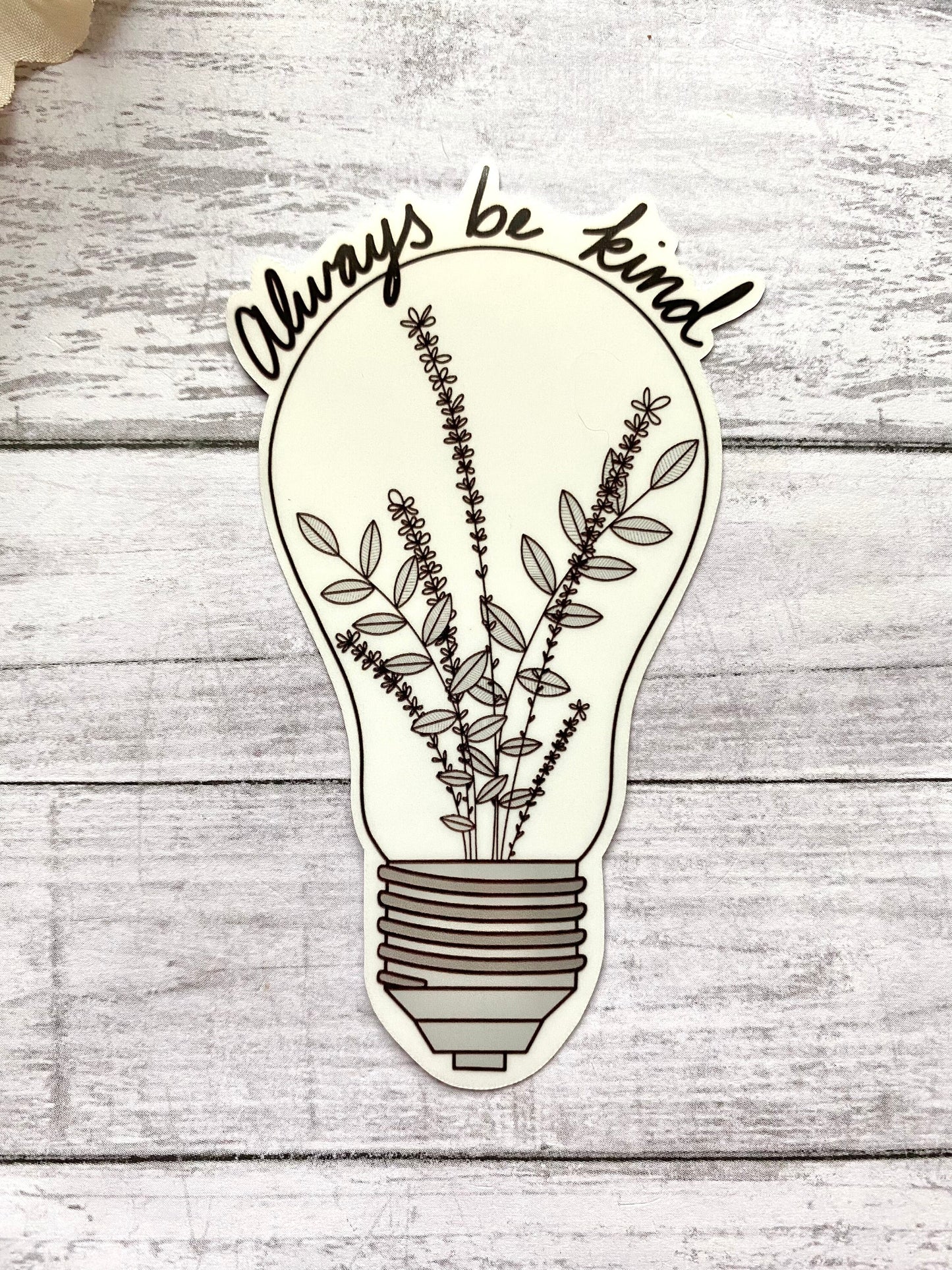 Always be kind lightbulb sticker, inspirational stickers, motivational decals, cute flower stickers, e-reader sticker