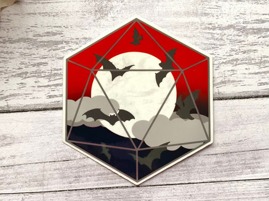 Bat D20 stickers, spooky decals, cute sticker for sketchbook, glossy stickers, witchy gift for bff, goth aesthetic stickers for ereader