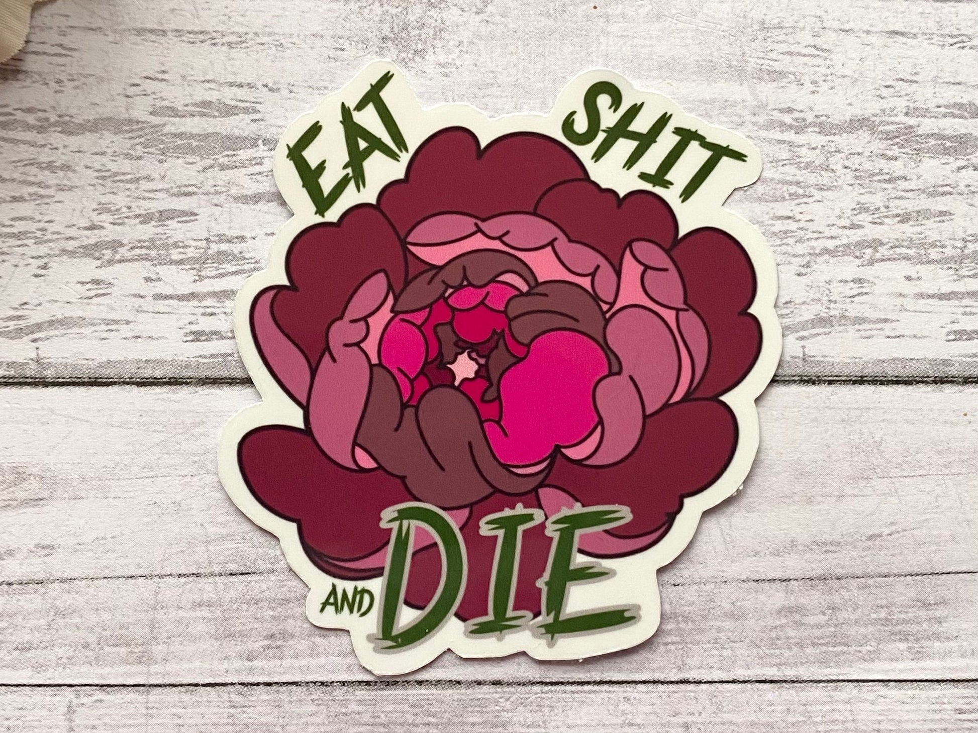 eat shit and die send to an ex rude stickers for adults, bike helmet stickers for women, funny gifts for ex husband, floral stickers for