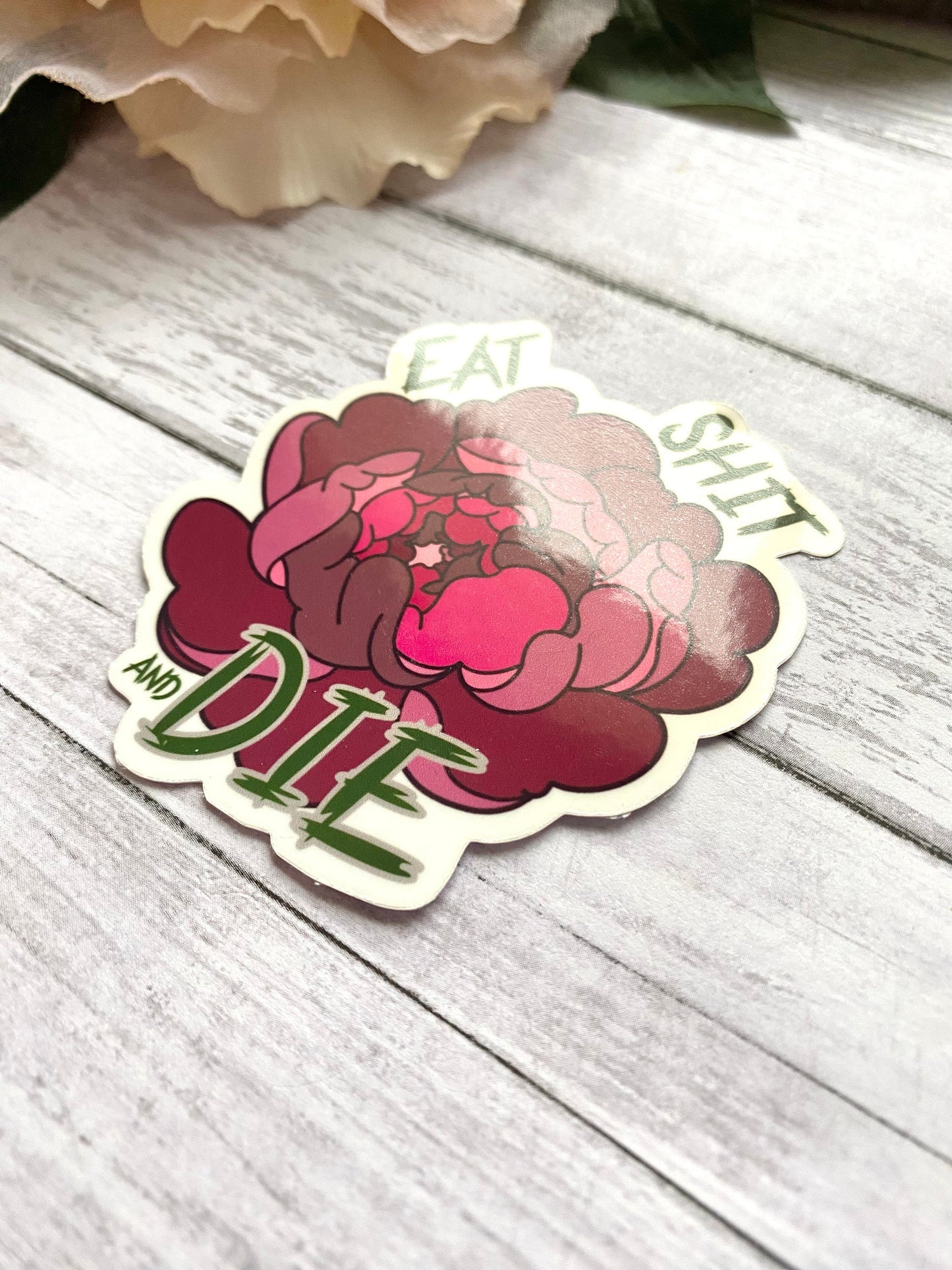eat shit and die send to an ex rude stickers for adults, bike helmet stickers for women, funny gifts for ex husband, floral stickers for