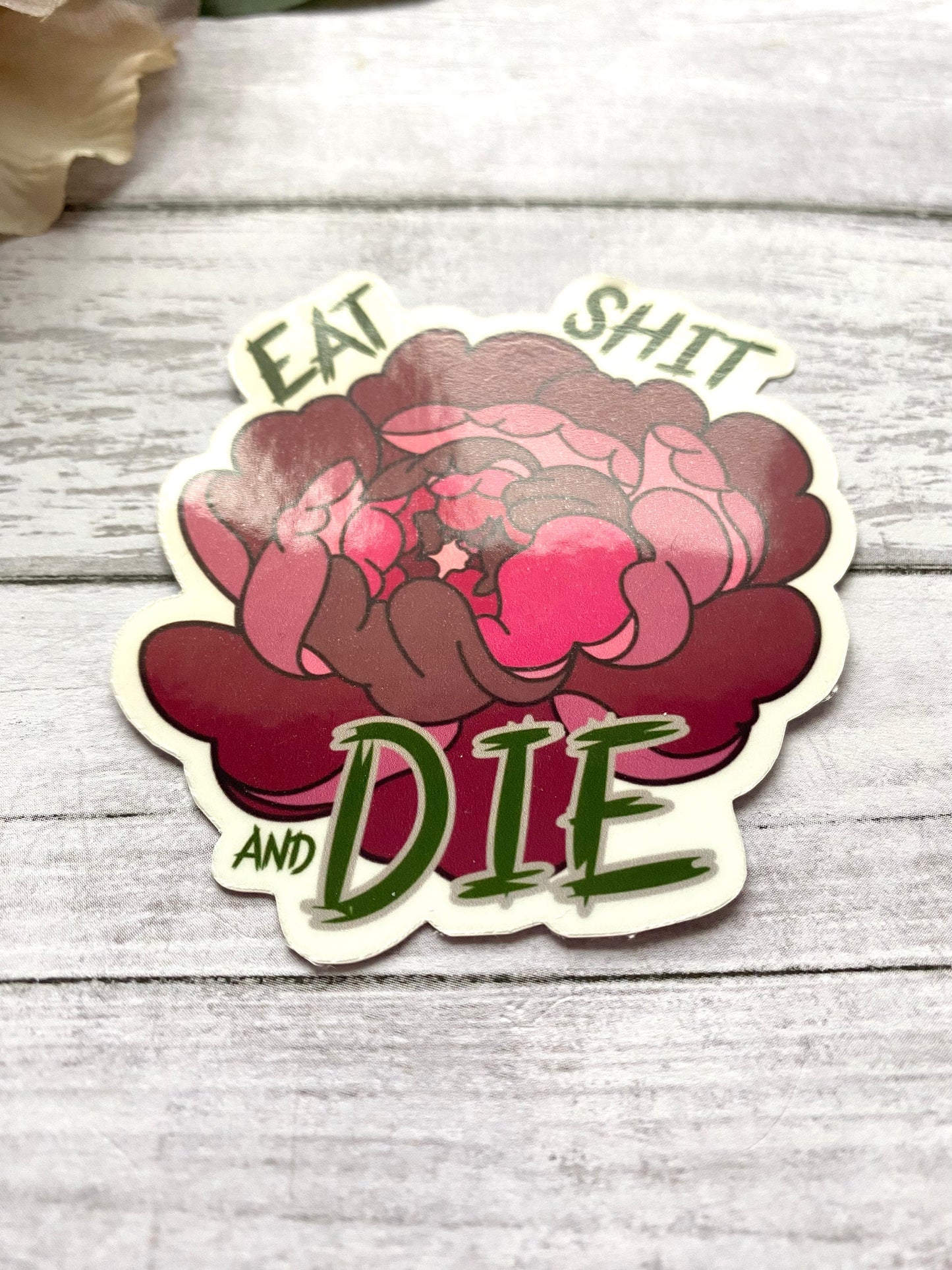 eat shit and die send to an ex rude stickers for adults, bike helmet stickers for women, funny gifts for ex husband, floral stickers for