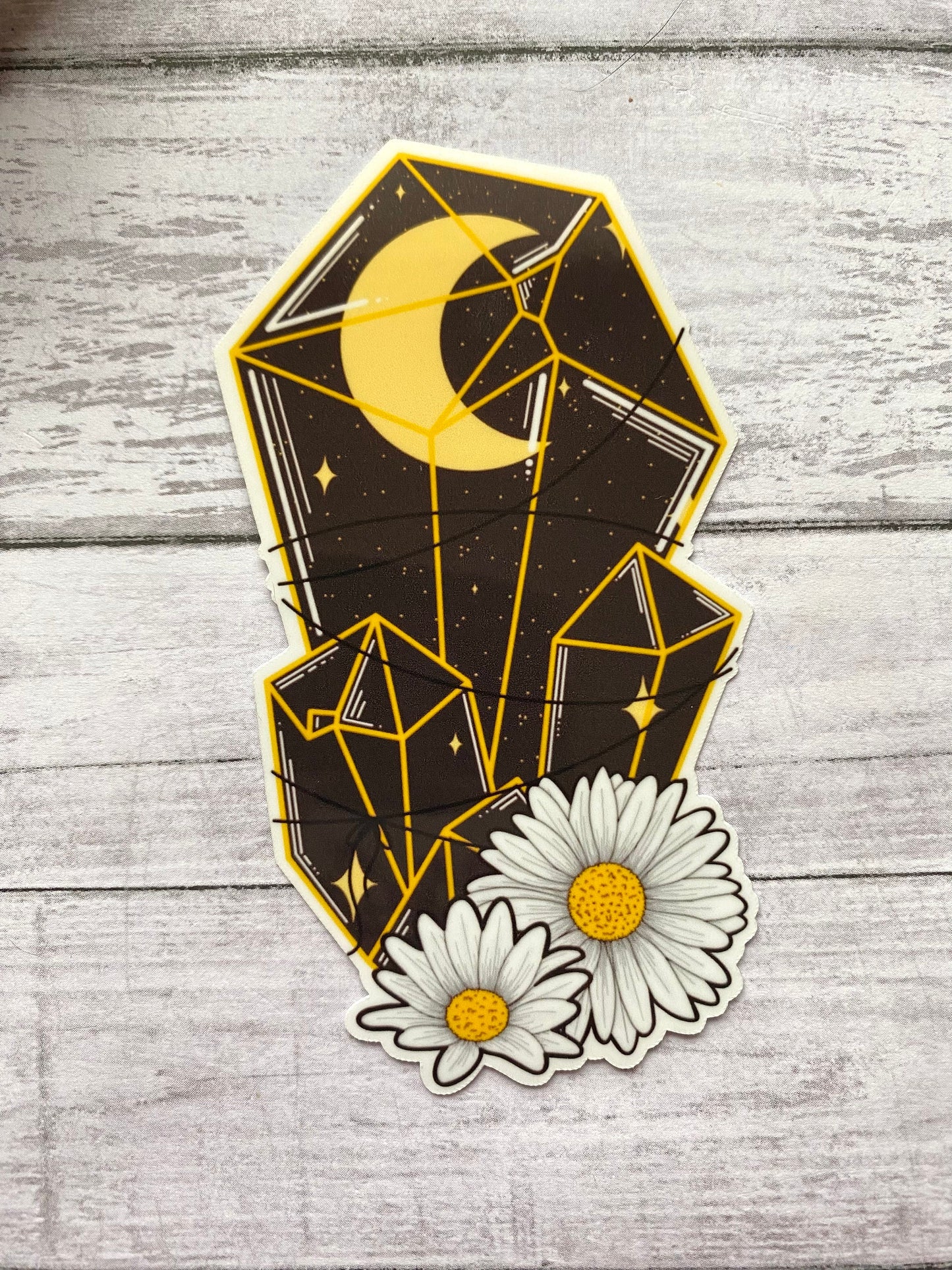Black crystal sticker for notebook, witchy birthday gift for women, daisy decal for water bottle, Valentines day gift for her, small gift