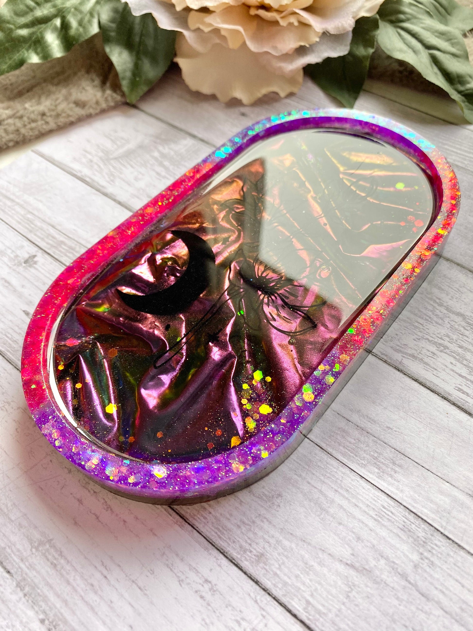 Floral moon tray