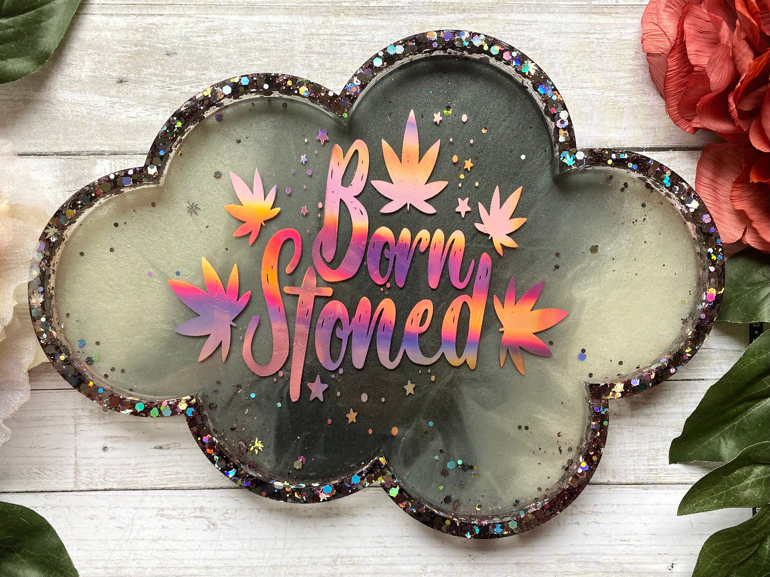 cloud trinket dish for jewelry, glitter rolling tray for girls, stoner gifts for her, marijuana accessories, 420 gifts for women, cannabis