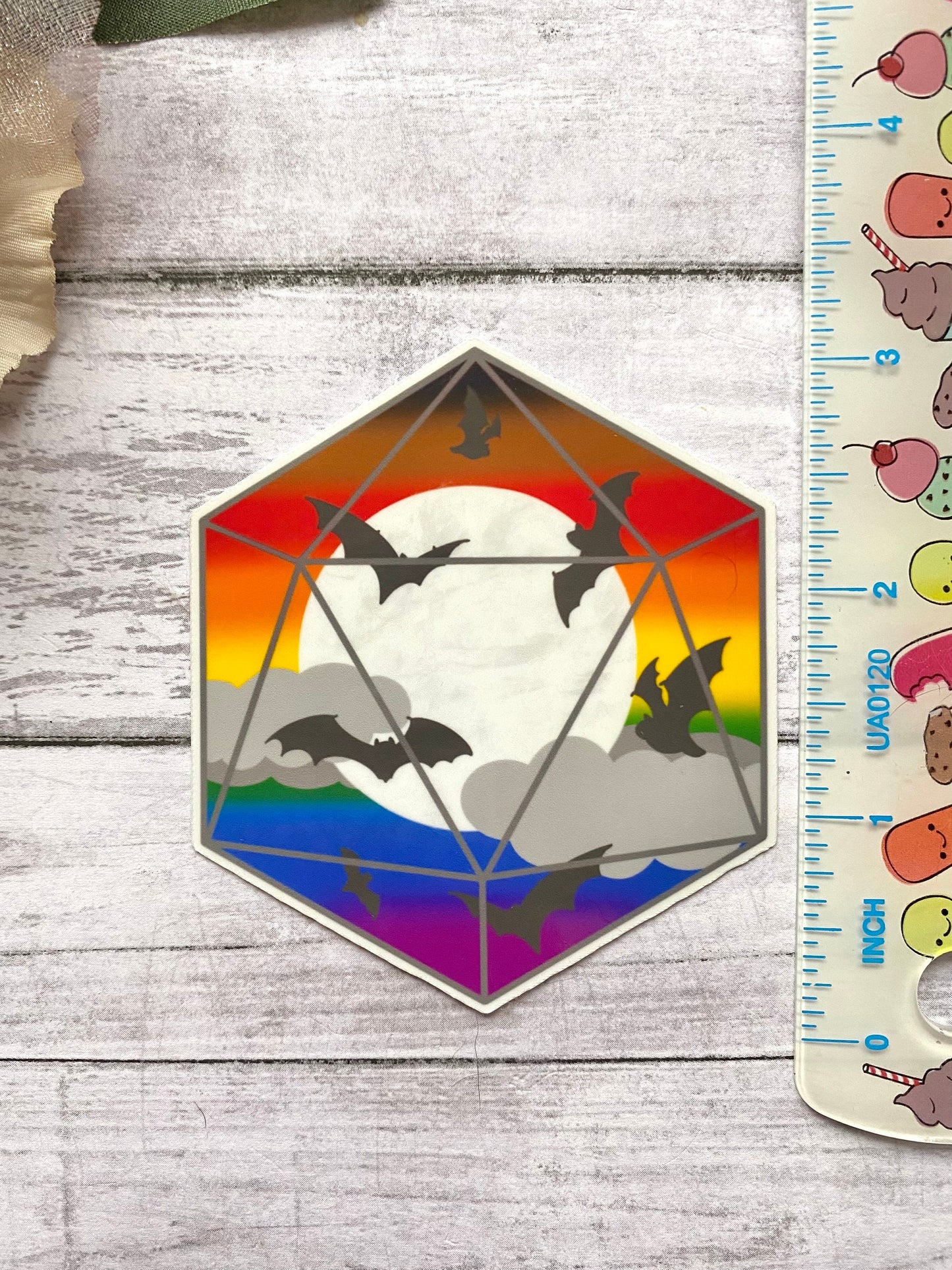 Philly pride flag D20 sticker for water bottle, gay goth sticker, decals for laptop, water resistant sticker, LGBTQ art, rainbow D20 sticker