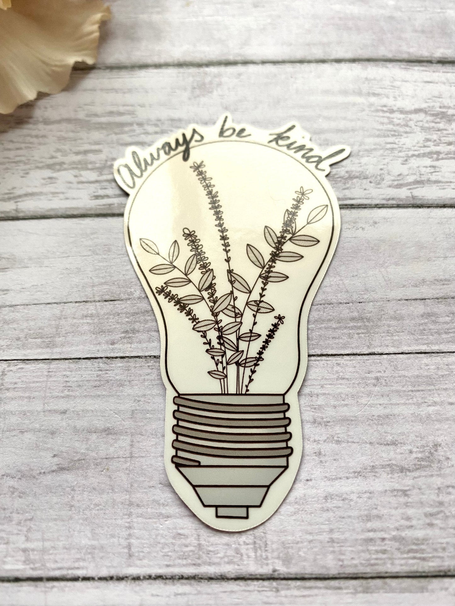 Always be kind lightbulb sticker, inspirational stickers, motivational decals, cute flower stickers, e-reader sticker
