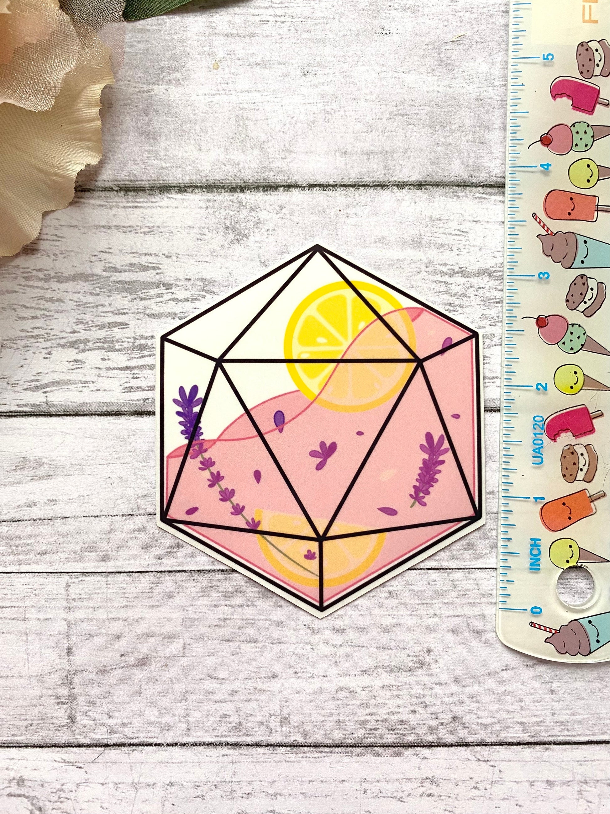 lavender lemonade d20 dice stickers for laptop, witchy gifts for women, cute stickers for water bottles, Easter basket stuffers for teenage