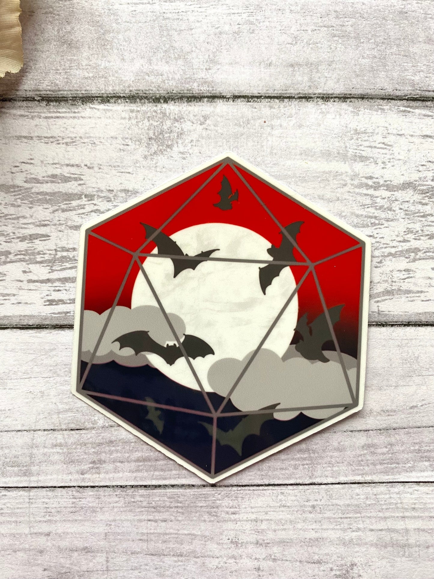 Bat D20 stickers, spooky decals, cute sticker for sketchbook, glossy stickers, witchy gift for bff, goth aesthetic stickers for ereader
