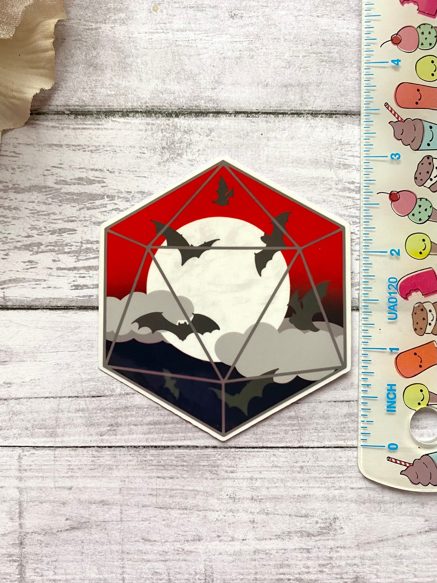 Bat D20 stickers, spooky decals, cute sticker for sketchbook, glossy stickers, witchy gift for bff, goth aesthetic stickers for ereader