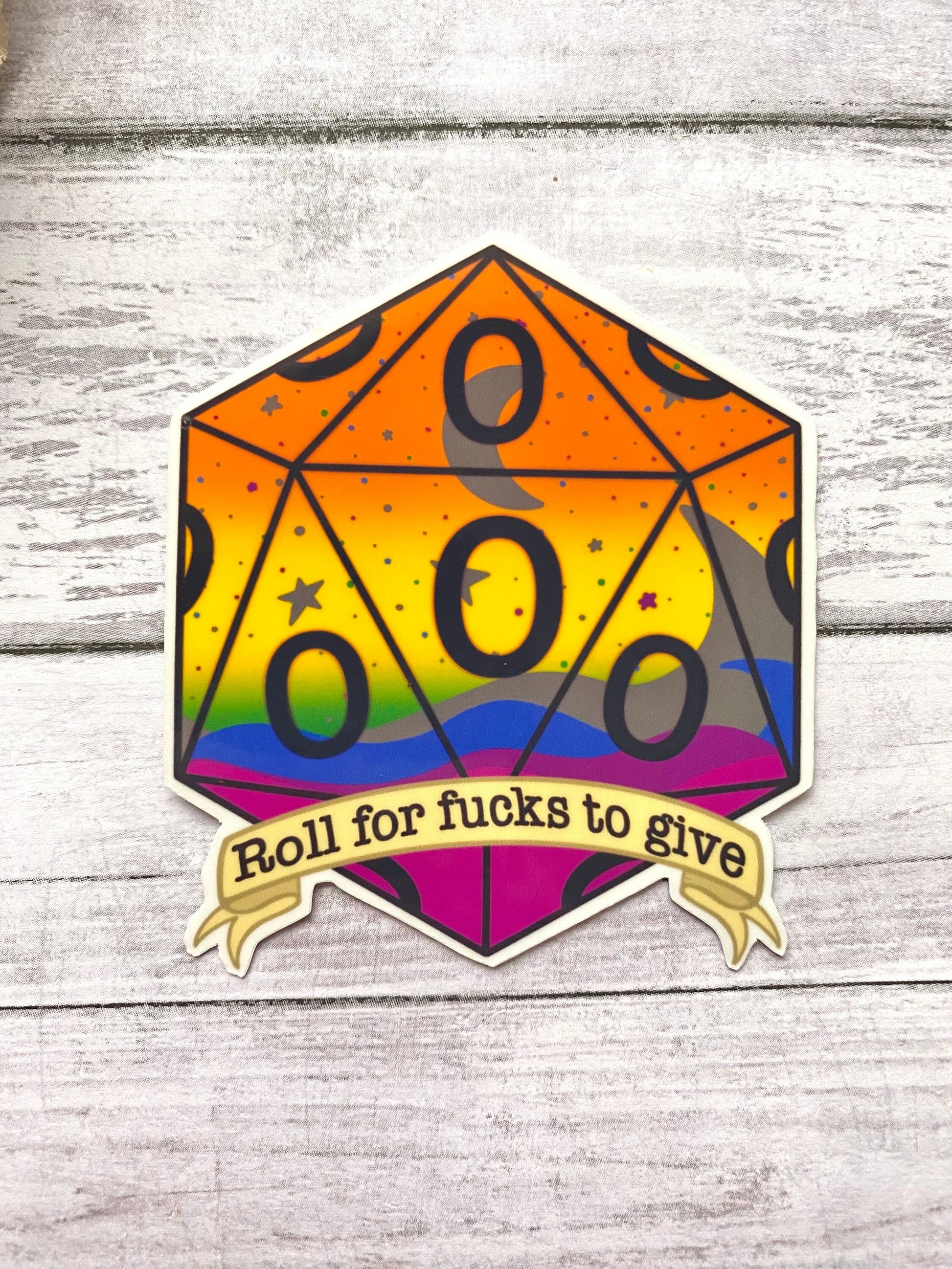 D20 Sticker – ‘Zero Fucks to Give’ Funny DnD Decal for Laptop, Tumbler, Notebook – Sarcastic Gamer Gift, Dungeon Master Stocking Stuffer
