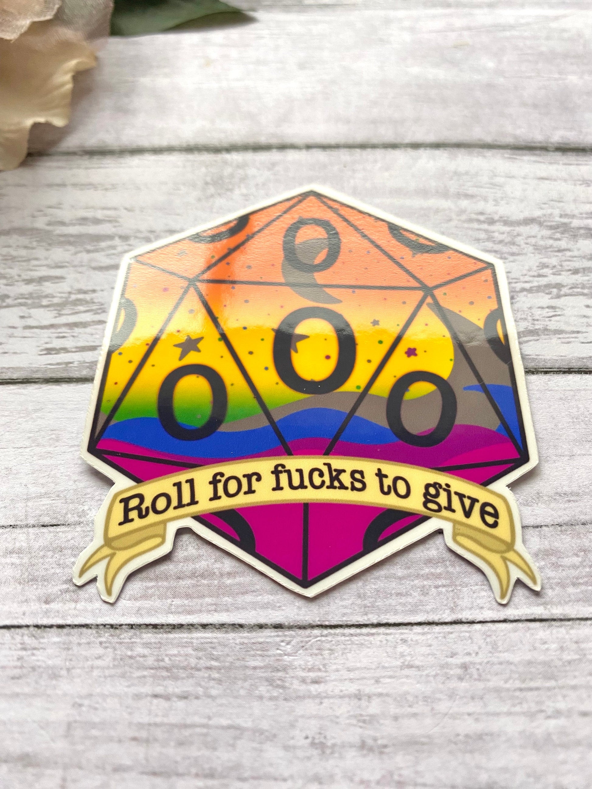 D20 Sticker – ‘Zero Fucks to Give’ Funny DnD Decal for Laptop, Tumbler, Notebook – Sarcastic Gamer Gift, Dungeon Master Stocking Stuffer