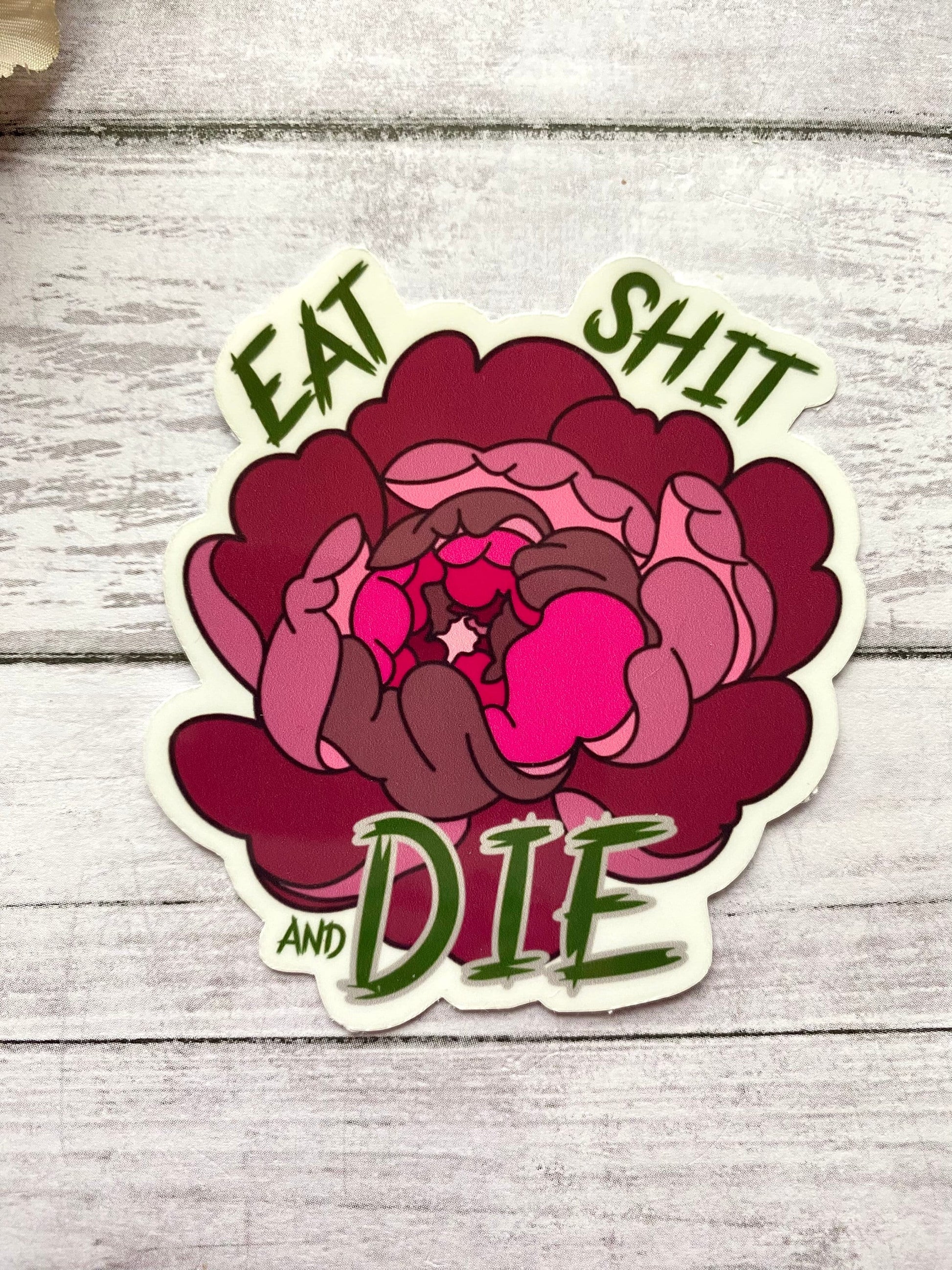 eat shit and die send to an ex rude stickers for adults, bike helmet stickers for women, funny gifts for ex husband, floral stickers for