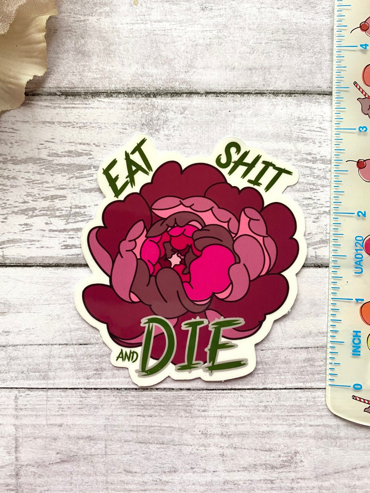 eat shit and die send to an ex rude stickers for adults, bike helmet stickers for women, funny gifts for ex husband, floral stickers for