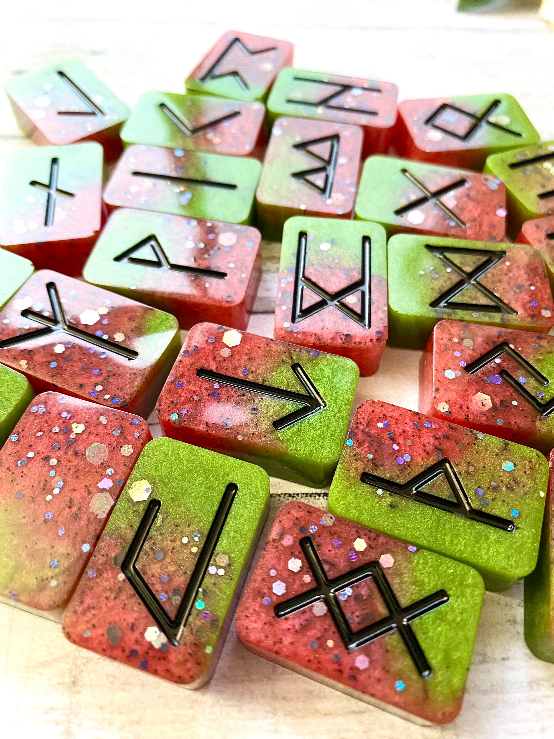 elder futhark rune stones, watermelon vibes, runes sets, tarot stuff, witchy gift for bff, nordic runes stone set, divination for witches