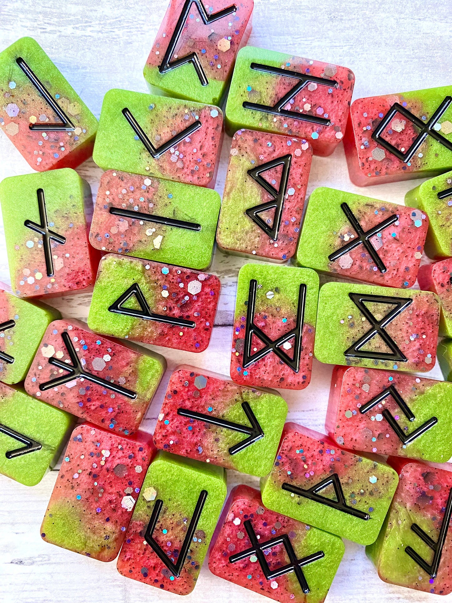 elder futhark rune stones, watermelon vibes, runes sets, tarot stuff, witchy gift for bff, nordic runes stone set, divination for witches