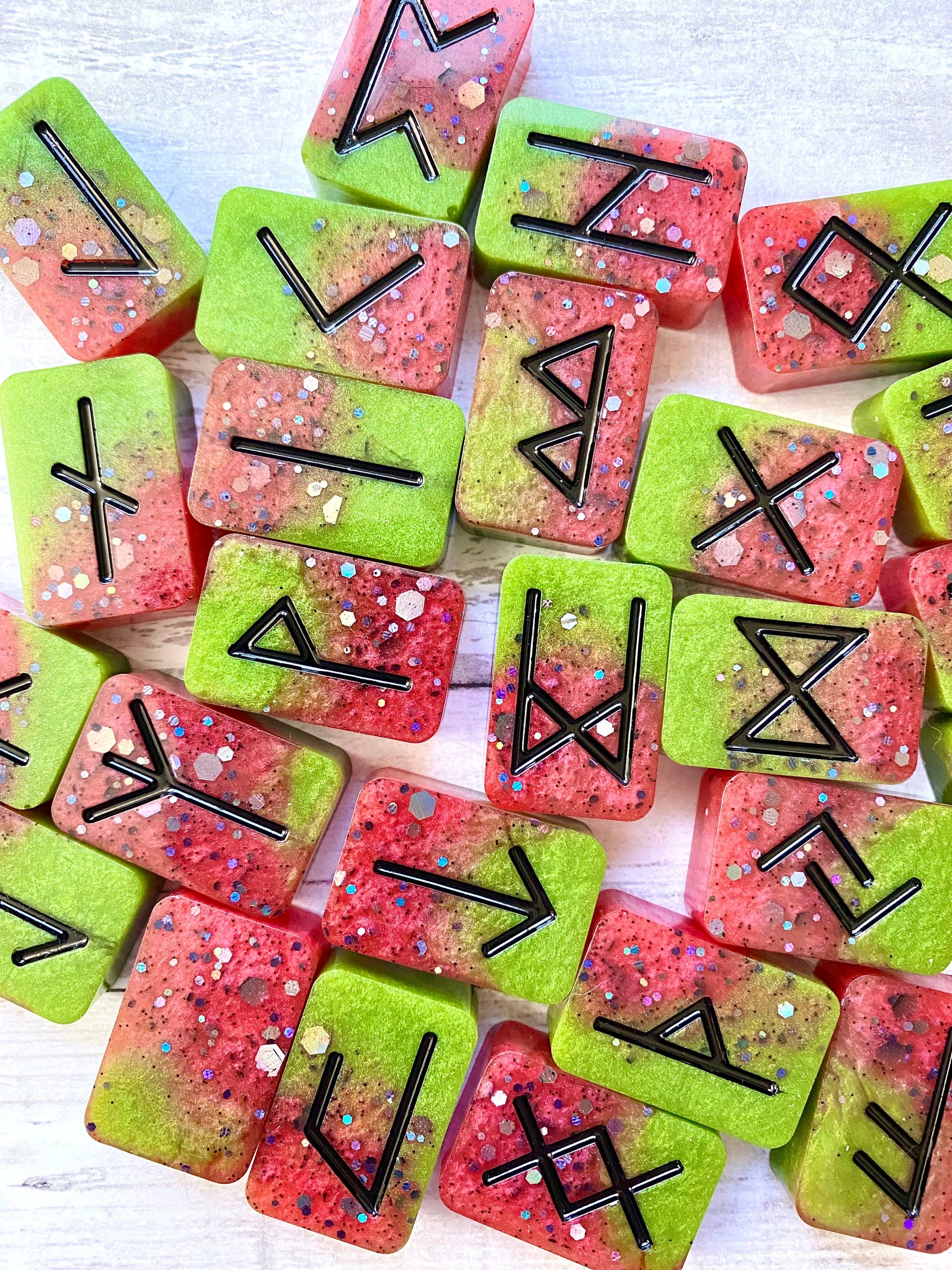 elder futhark rune stones, watermelon vibes, runes sets, tarot stuff, witchy gift for bff, nordic runes stone set, divination for witches