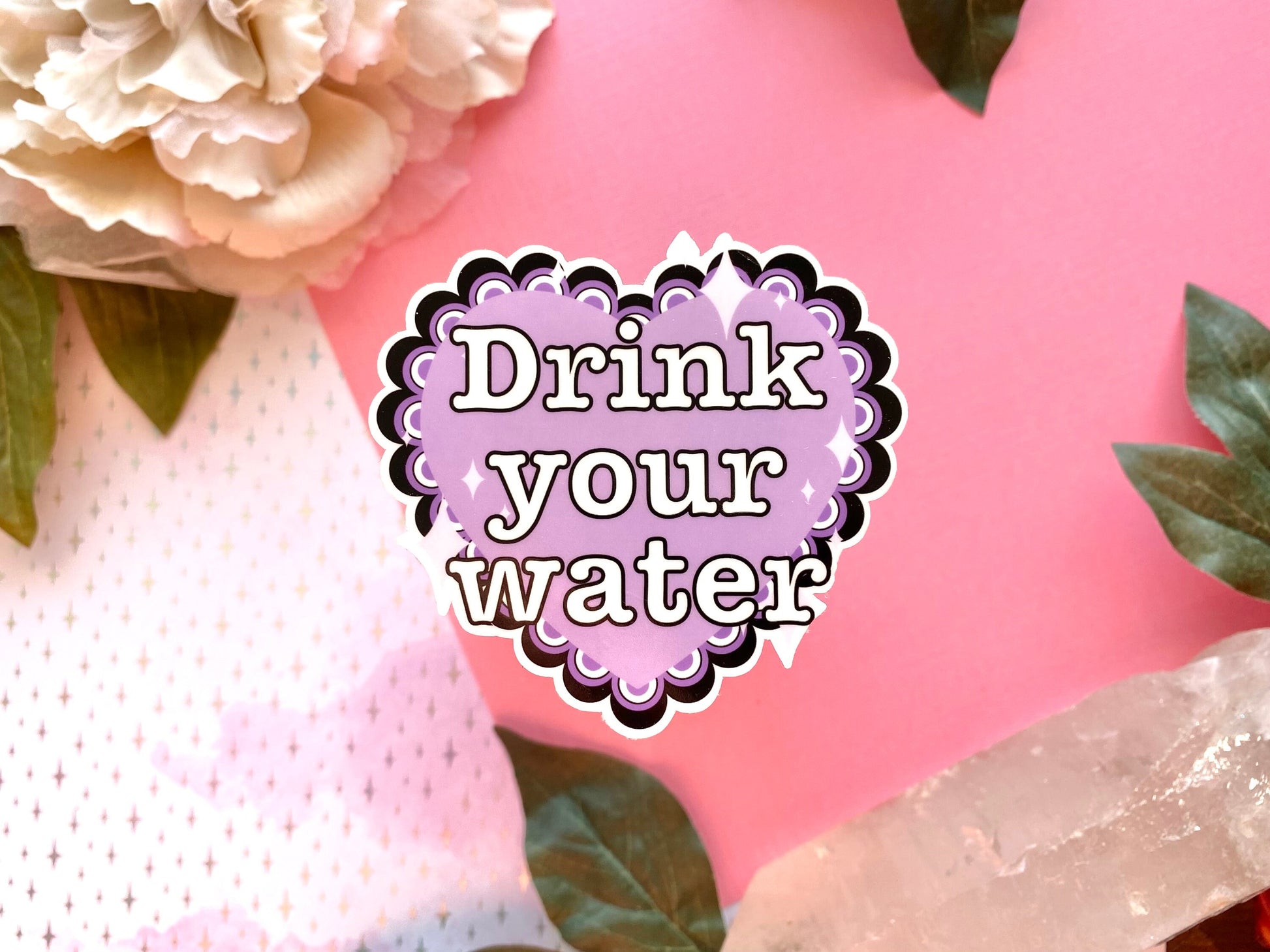 Drink your water vinyl sticker, purple kawaii decal for planner, executive dysfunction, funny ADHD sticker, neurodivergent gift