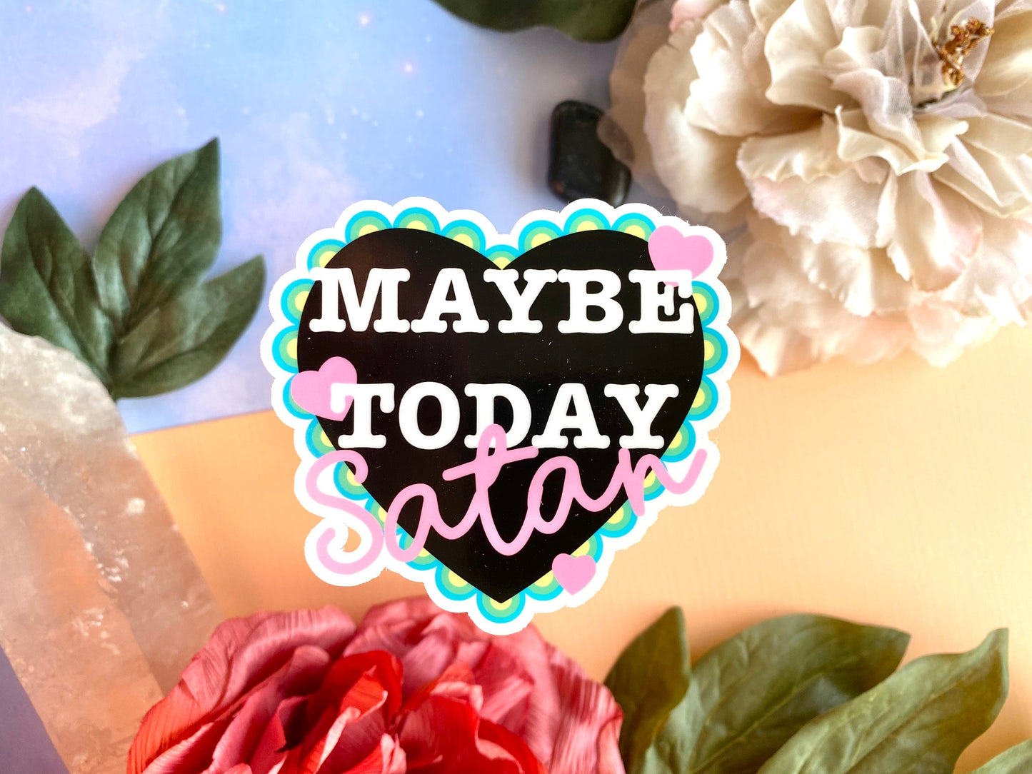 Maybe today satan vinyl sticker, kawaii sticker for water bottle, funny sticker, sarcastic laptop decal, relatable gift
