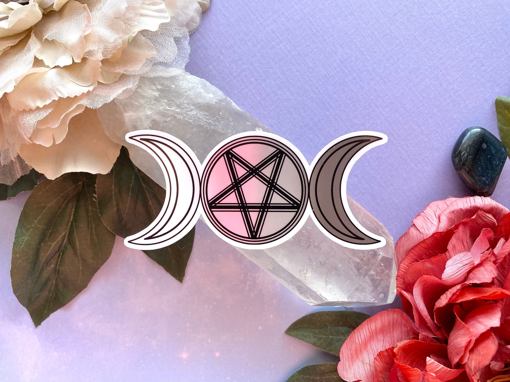 Demi girl triple moon goddess vinyl sticker, witchy decal for car, pride sticker, occult sticker for water bottle, LGBTQ decal
