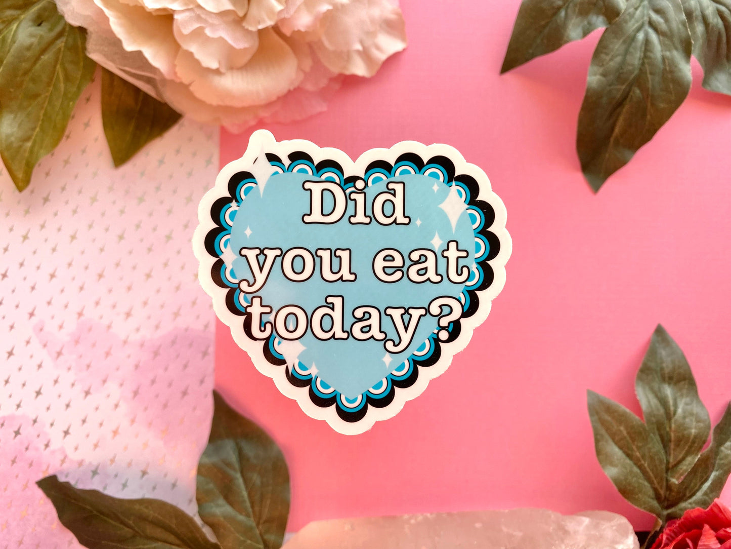 Did you eat today vinyl sticker, blue heart stickers, kawaii stickers for planner, ADHD gift, reminder sticker, executive dysfunction