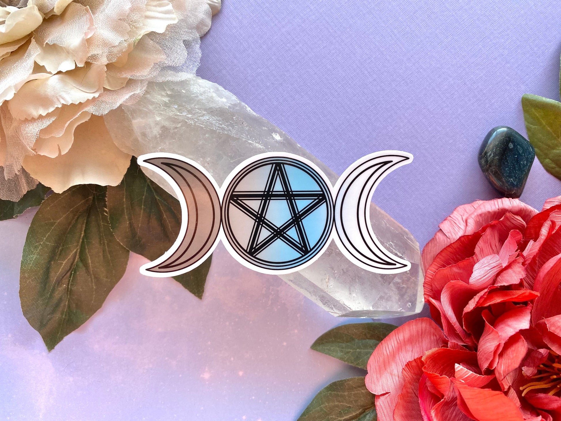 Demi boy triple moon goddess vinyl sticker, indoor/outdoor vinyl decal, occult sticker, pride sticker, LGBTQ decal