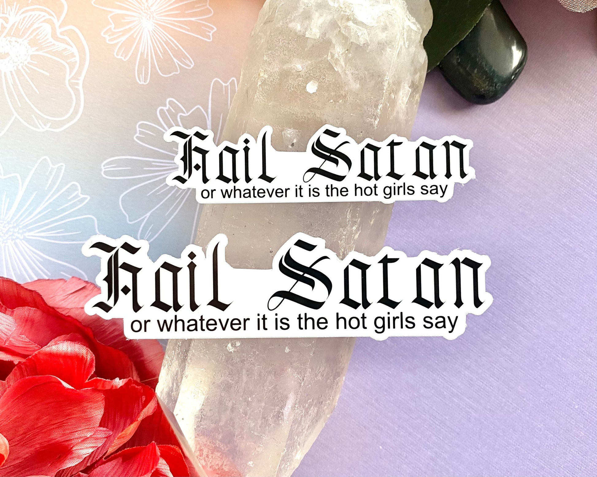 Hail Satan vinyl sticker, kawaii sticker for water bottle, funny sticker, sarcastic laptop decal, relatable gift