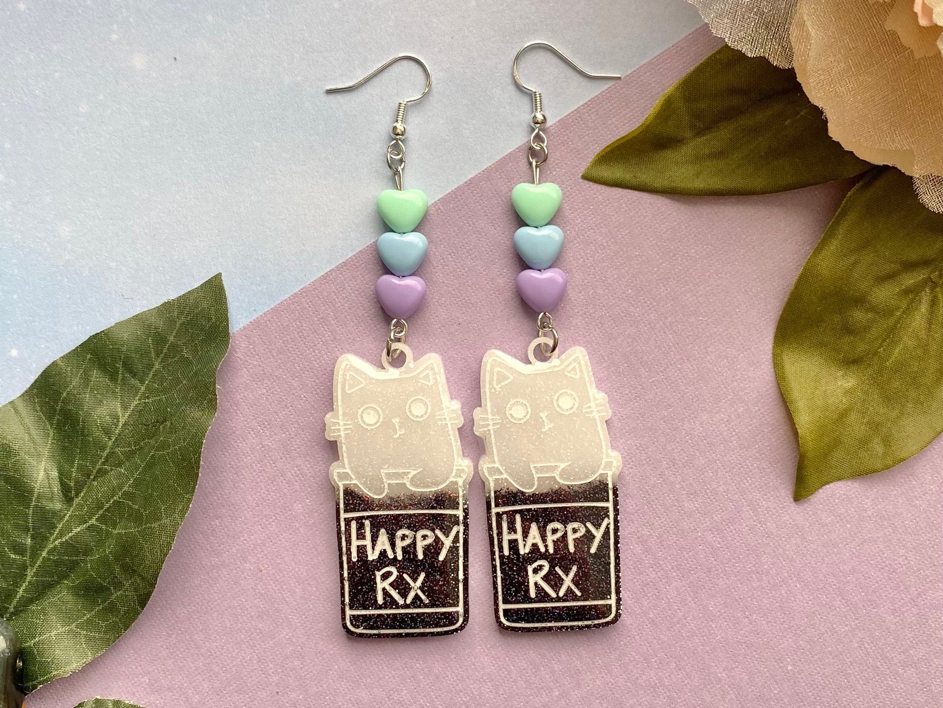 Cat pill earrings